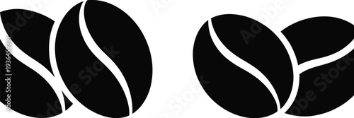 Two black coffee bean silhouettes side by side coffee beans