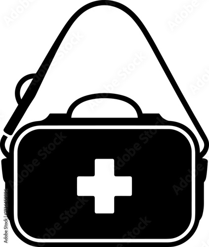 First aid kit medical box icon with red cross isolated on white background