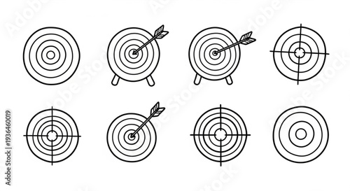 Target Icons with Arrows Illustration.