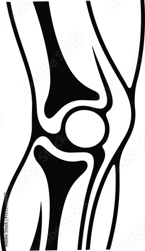 Side view silhouette icon of knee joint.