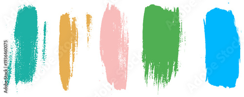 Collection of colorful paint bold brush strokes, hand drawn thick grunge lines and rectangle shapes. Sketchy bold vertical lines.