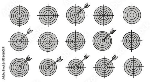 Targets with Arrows Hit Bullseye.