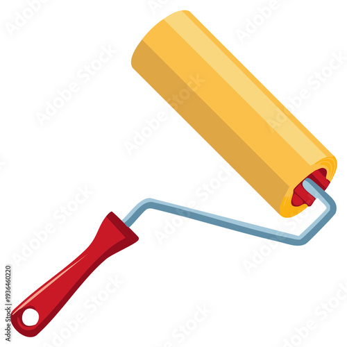 Yellow Paint Roller with Red Handle for Home Improvement and DIY Projects