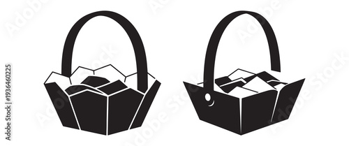 Qingming festival paper offering basket silhouette ritual tradition clean vector isolated