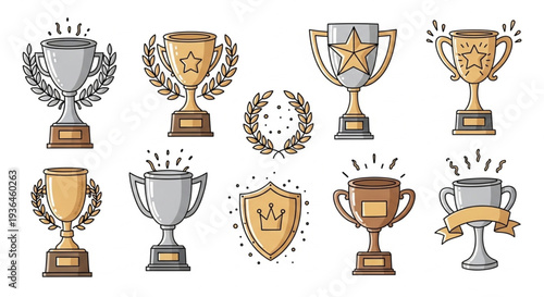Trophies and Awards Illustrations Collection.