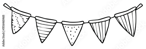 Hand Drawn Bunting Flags Garland Pennants Decoration Party Celebration Elements