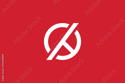 Minimalist abstract graphic of a crossed circle, ideal for warning or restriction.