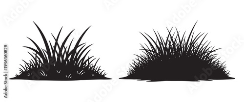 Qingming festival grass patch silhouette cemetery landscape clean vector isolated