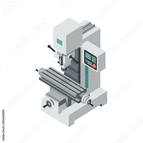 Industrial metal lathe machine with digital control panel and precision engineering components.