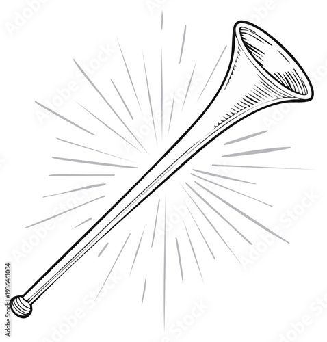 Line art of a horn with radiating lines