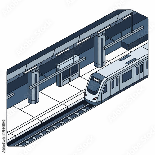 Modern Train at Subway Station Platform.