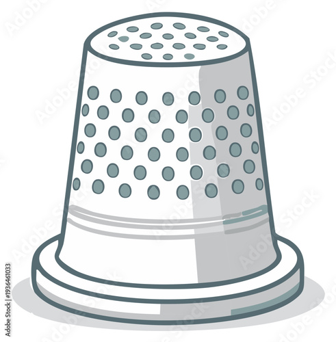 Simple vector illustration of a classic metal sewing thimble tool
