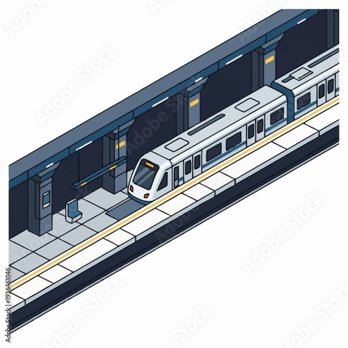 Modern Subway Train at Station Platform.