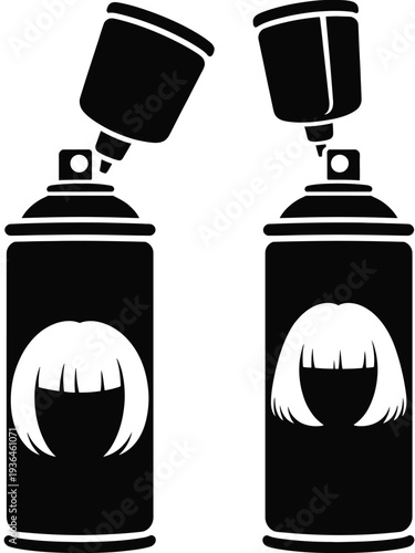Two spray paint cans with anime girl faces in black and white