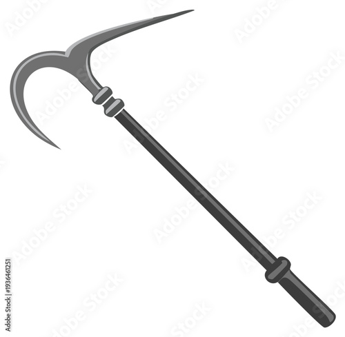 Vector Illustration of a Medieval Military Polearm Bec de Corbin Weapon