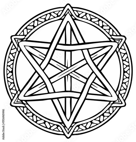 Esoteric Star of David Symbol Intertwined Geometric Sacred Geometry Vector Art