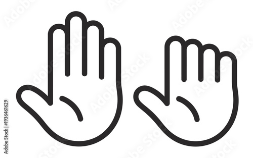 Two black and white hand gestures stop sign