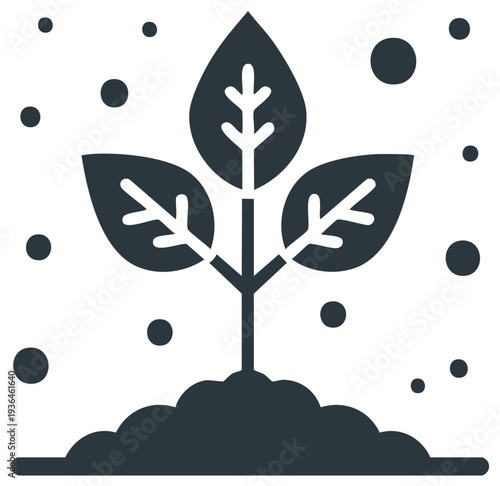 Young plant sapling growing from soil glyph icon for agriculture and ecology concepts