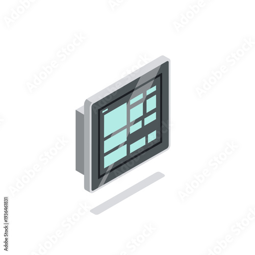 3D rendered image of a modern window with grid pattern and subtle shadow effect.