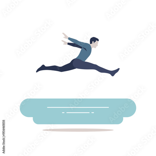 Male figure skater performing a split jump on ice, dynamic action shot