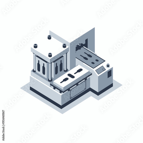 Isometric illustration of a modern industrial facility with various machinery and equipment.