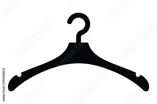 Black plastic clothes hanger with hook