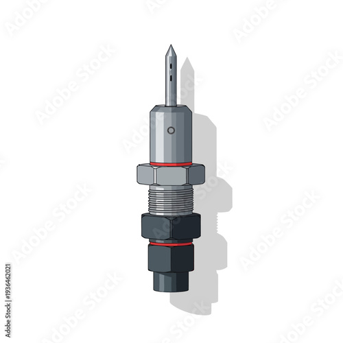Industrial pipe fitting with threaded connector and shadow.