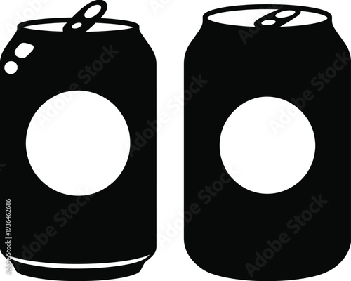 Two black soda cans with white labels