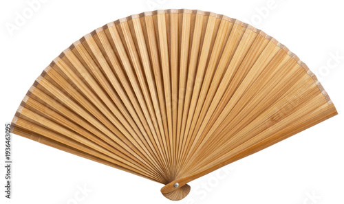 Bamboo Folding Fan, Asian Style, Isolated on Black, Photo-realistic