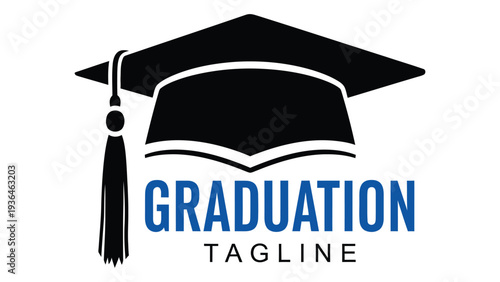 A graduation logo with a mortarboard and tassel and the word graduation