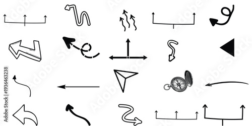 Minimalist Hand Drawn Doodle Arrows for Flowchart Design User Interface Navigation and Creative Content Growth Loops