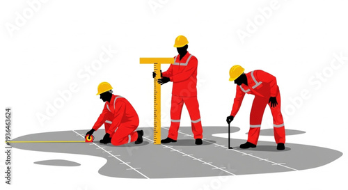 Workers in Red Uniforms Repairing Road.