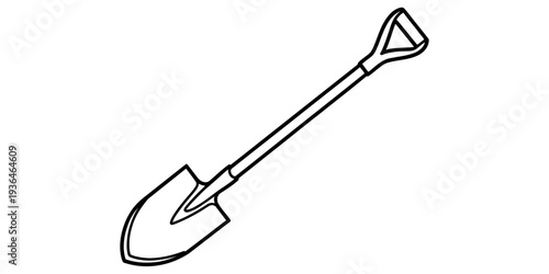 Garden shovel tool minimalist one line vector illustration design