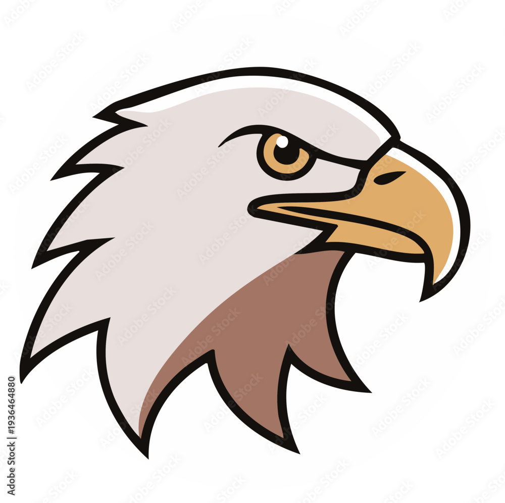 Fototapeta premium Majestic bald eagle head illustration with a sharp beak and intense stare. Sports mascot design.