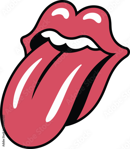 Pop art style red lips with tongue out.