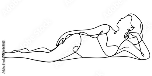 Woman quad stretch exercise minimalist one line fitness vector illustration