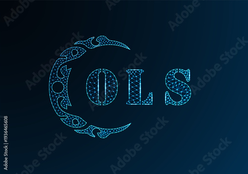 Low poly letter logo OLS design. OLS letter logo low poly vector design on blue color gradient background. OLS logo low poly design