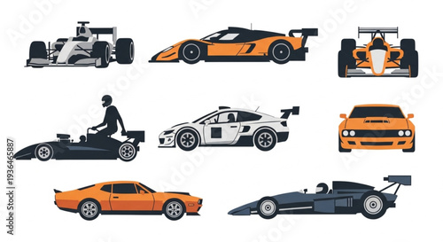 Vector Illustration Racing Cars Collection.