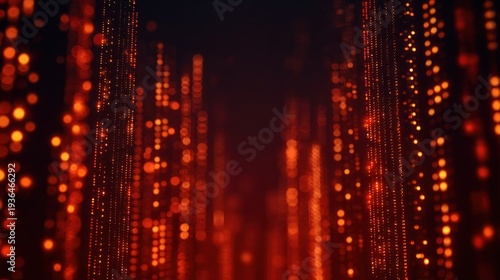 Wallpaper Mural Vertical streams of glowing orange light particles flow into a dark digital background Torontodigital.ca