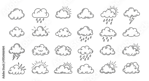 Weather Icons Set Simple Cloud Symbols.