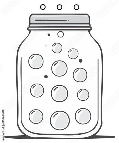Cartoon Glass Jar Filled With Bubbles and Bubbling Liquid