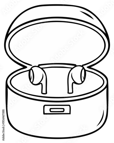 Open case containing two wireless earbuds ready for use or charging