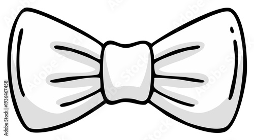 Hand Drawn Simple White Bow Tie Accessory for Formal Wear or Celebrations