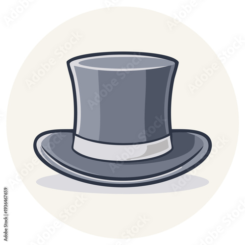 Gray top hat vector illustration cartoon graphic icon formal fashion isolated