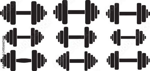 Dumbbell weight set isolated on white background fitness equipment workout