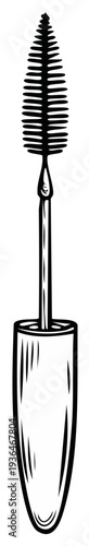 Mascara wand applicator drawing cosmetic makeup illustration