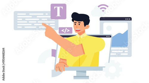 Professional IT Developer Building Software System Architecture with Artificial Intelligence Assistant, Programming Workflow, Source Code Integration, and Modern Application Development