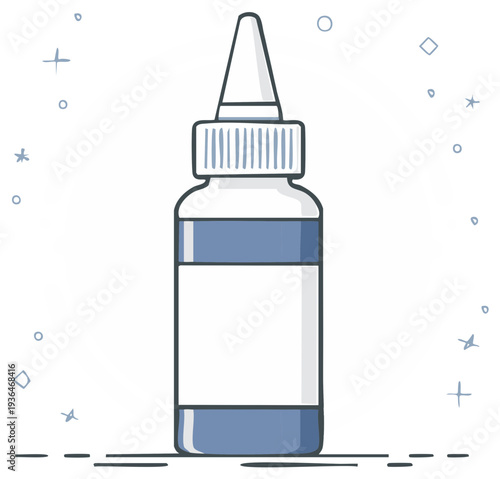 Dropper bottle outline medical liquid, eye drops, pharmaceutical container