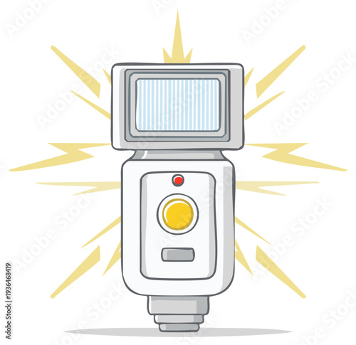 Cartoon Flash Unit Igniting Camera Equipment Photography Studio Lighting Accessories Vector Illustration