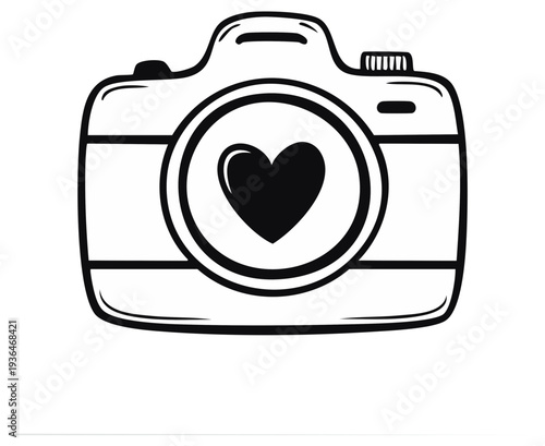 Heart inside a camera lens, vector illustration, love photography concept